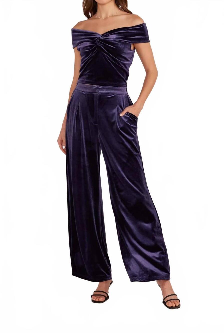 NEW MINKPINK nisha velvet tailored pants in purple
